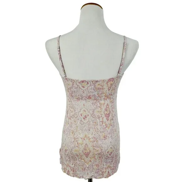 Vintage Intimately Free People Pink & Yellow Paisley Empire Waist Cami Top Y2K - Picture 5 of 12